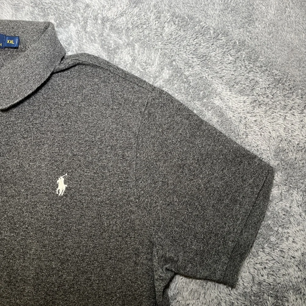 Polo Ralph Lauren Men's 2XL Custom Fit Grey Short Sleeve Shirt White Pony